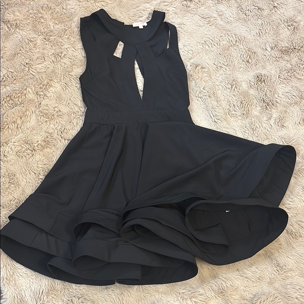 Luxxel Black Mini Dress with Sleek Design